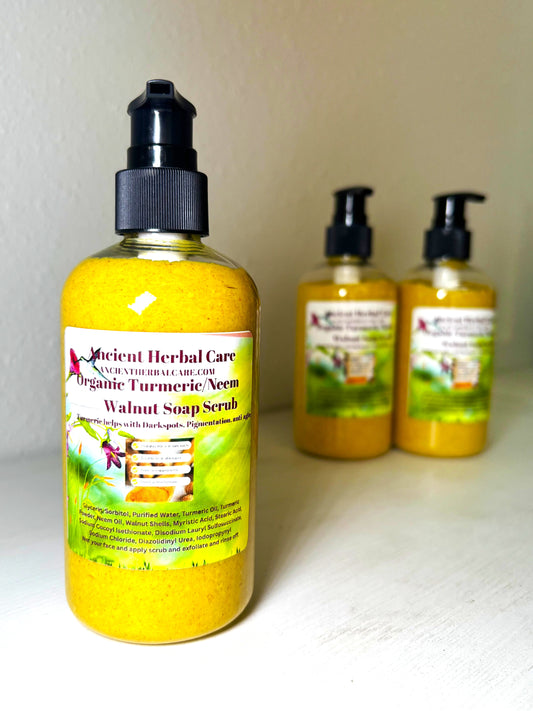 8oz Organic Turmeric Walnut Soap Scrub/incl exfoliant bag