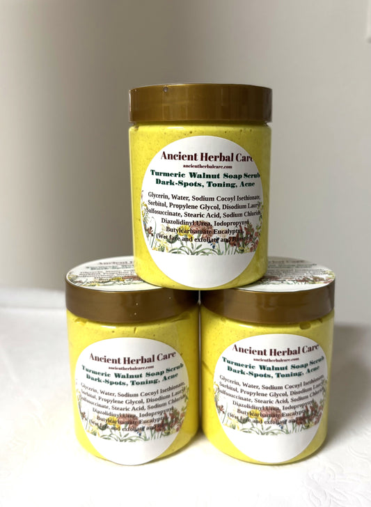8oz Organic Turmeric Walnut Soap Scrub/incl exfoliant bag