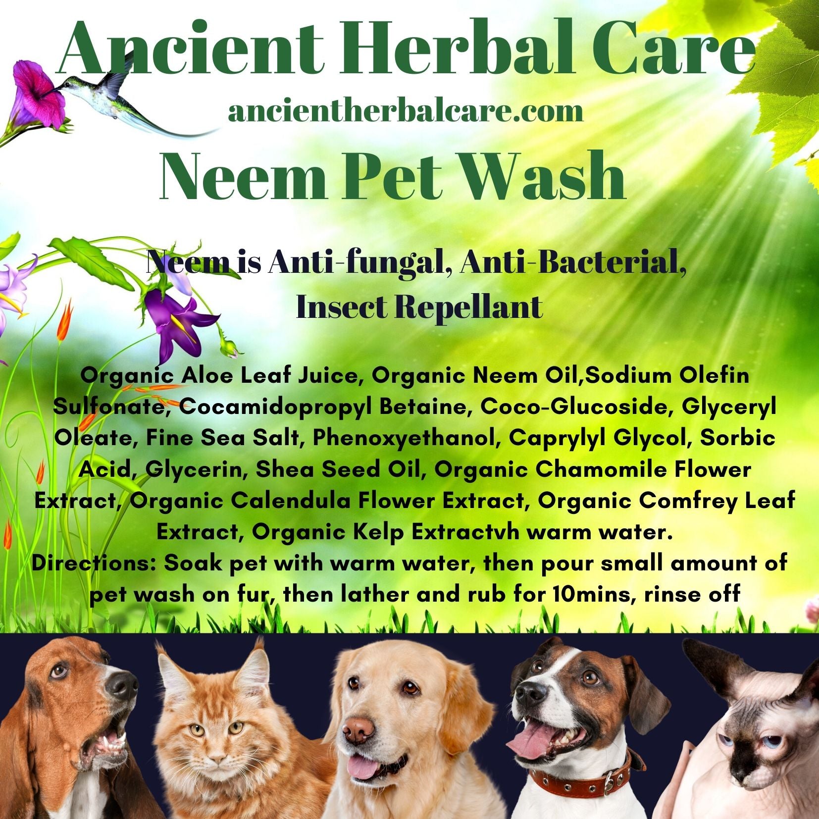 8oz Neem Pet Wash - Ancient Herbal Care
